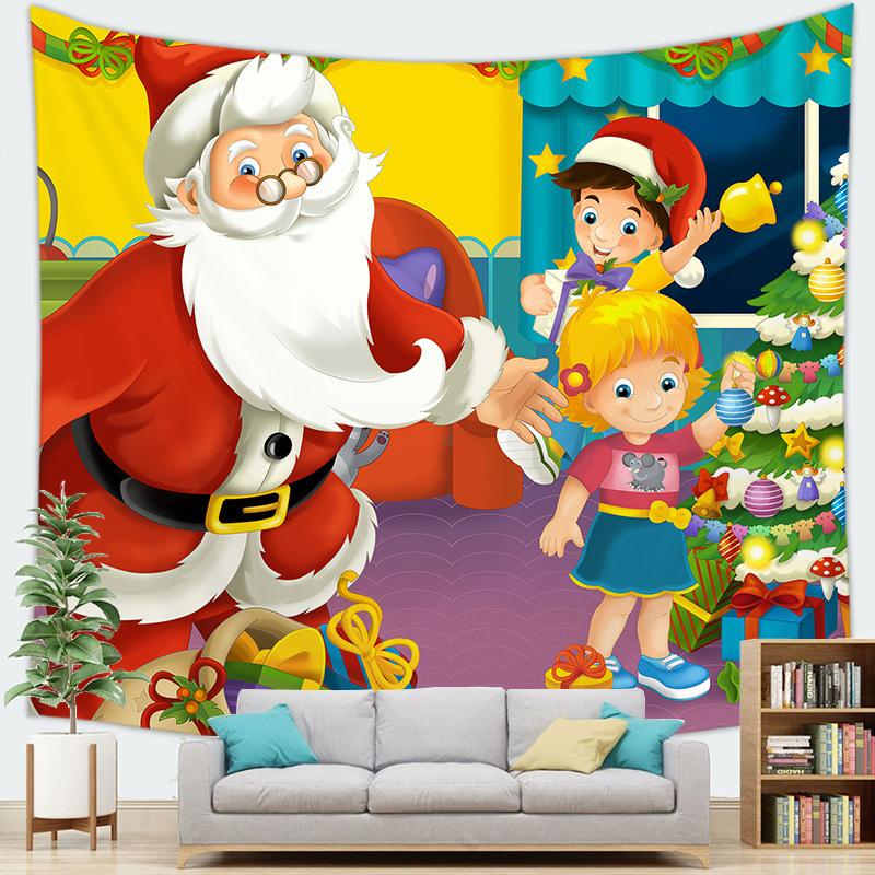 Santa Claus Background Home Hanging Cloth Christmas Tapestry Wall Hanging