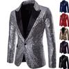 Charm Men's Casual One Button  Fit Suit  Coat Jacket Sequin Party Top