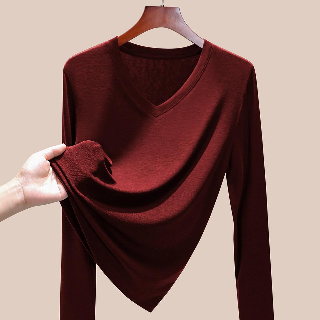[Tencel + Sheep Wool] Bottom shirt women's thin inner with new slim top