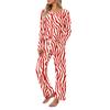 Women's V-Neck Pajama Set Long Sleeve Top and Pants Loose Fit Plus Size Two-Piece Loungewear for Spring and Fall