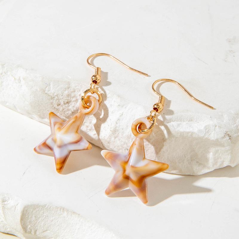 Summer Beach Wind Acrylic Starfish Shell Earrings, Geometric Scallop Pendant Earrings