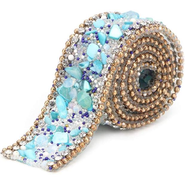 0.5M Crystal Rhinestones Ribbon, DIY Artificial Mesh Wrap Roll Chain Trim Banding Applique for Wedding Party Floral Arrangements(#02)
