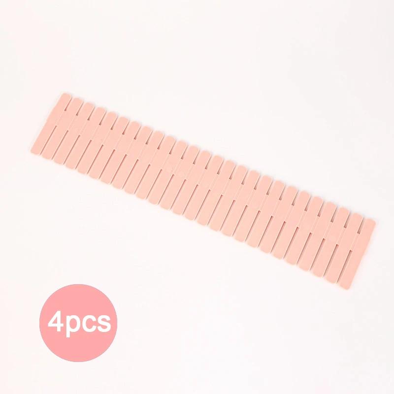 

4PCS Adjustable Drawer Divider Partition Durable Storage Organiser Makeup Sock Underwear Drawer Organizer Board of Cabinets розовый