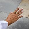 Yori Gold Silver Color Blocked Threaded Twist Texture Casting Ring for Women 18K PVD Plated Hypoallergenic Jewelry Gift