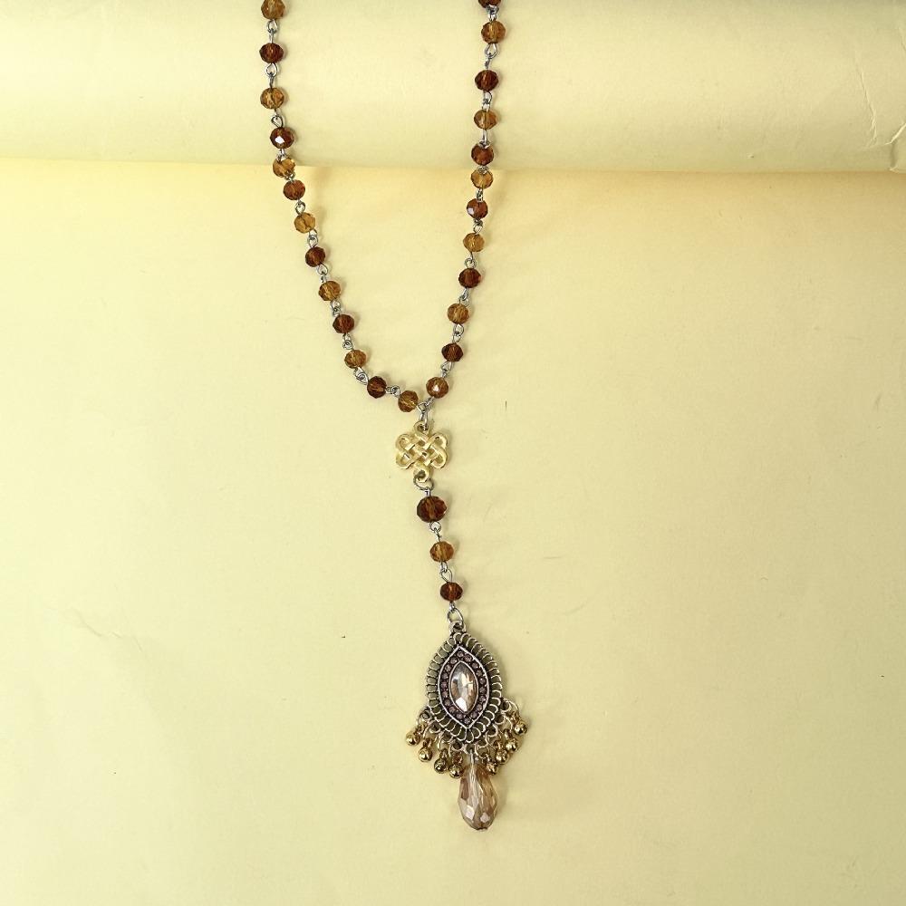 Böhmische Lange Pulloverkette Ethnischer Stil Vintage Perlenkette Strassstein Anhänger Kette Geschenk