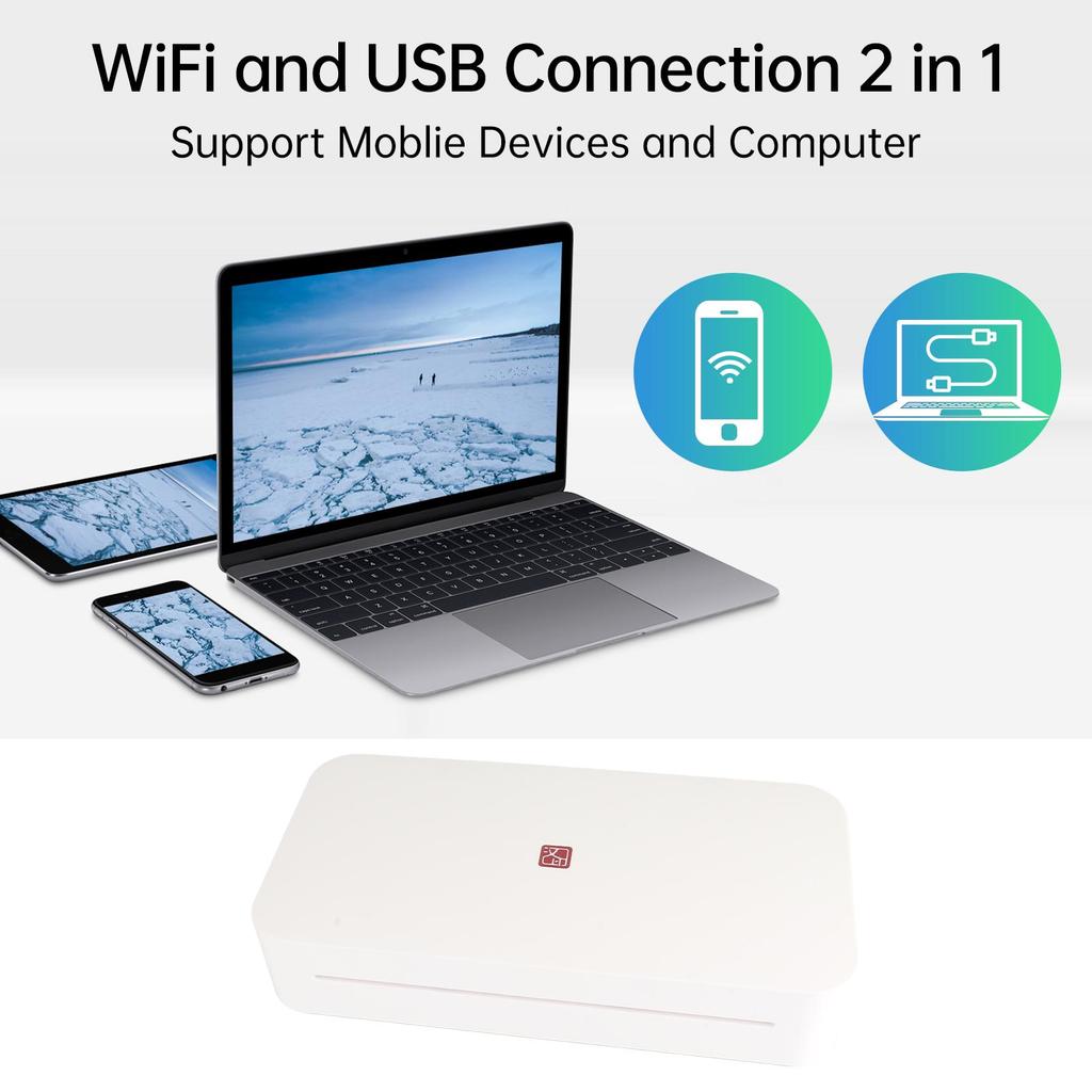 A4 Portable Thermal Transfer Printer Wireless USB Connect Connect with Mobile Computer