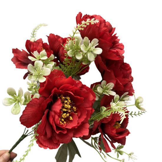 Artificial Flower 6 Heads Multipurpose Silk Cloth Fadeless Vivid Simulation Peony Bouquet