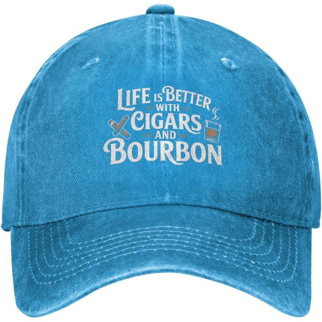 Life is Better with Cigars and Bourbon Baseball Cap Cotton Adjustable Unisex Casual Hat