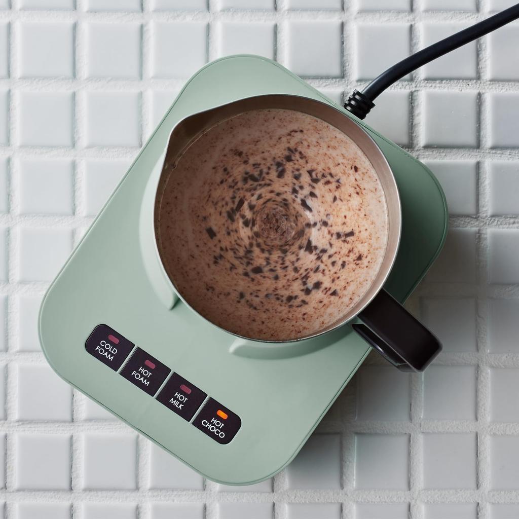 Toffy Milk Foamer Mug K-MF1, Mug-Shaped Milk Foamer, Frothing and Heating, Perfect for Latte, Cappuccino, Hot Chocolate, and Soup, Retro Style, Milky