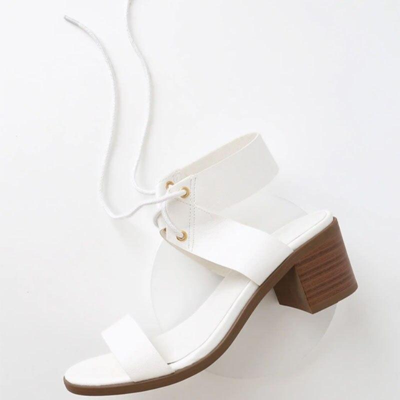 Women Summer New Cross -Tied Sandals Hoof Heel Sexy Outdoor Party High Heels Ankle Strap Light  Female Shoes