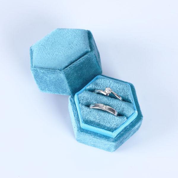 Sage Sechseck Samt Ringbox Einzel- & Doppelschlitz für Abschluss Verlobungsring, Braut Foto Detail Requisiten, Erinnerungsstück, Monogramm