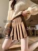 Maillard Kaffee Wolle Falten A-Linien Rock - 2026 Herbst/Winter High-Waist Khaki Kurzer Rock