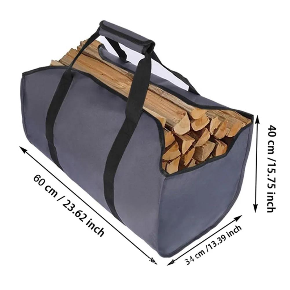 Большая сумка для хранения дров Холщовый переносной мешок Сумки для переноски дров Сумка-тоут для камина Сумка для хранения дров серый 3240₽