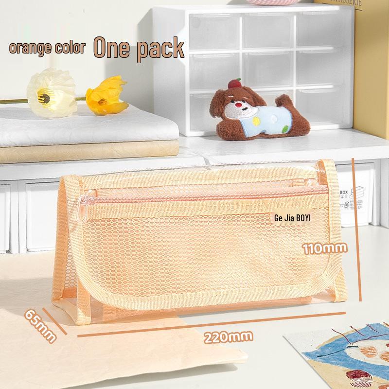 Transparent 3D Multi-Layer Large Capacity Pencil Case for Students оранжевый