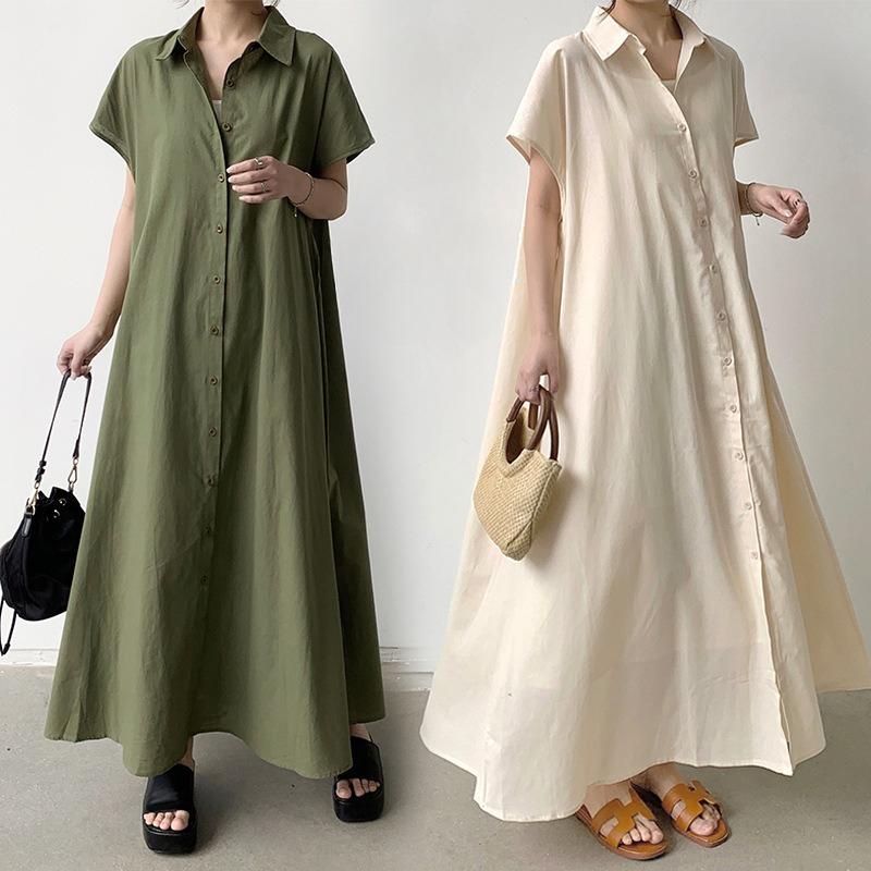 

Short Sleeved Dress Women s Lapel Casual Shirt Dress S