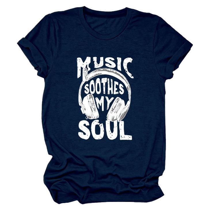 Personality trendy music soothes my ladies bottoming round neck short sleeve t-shirt