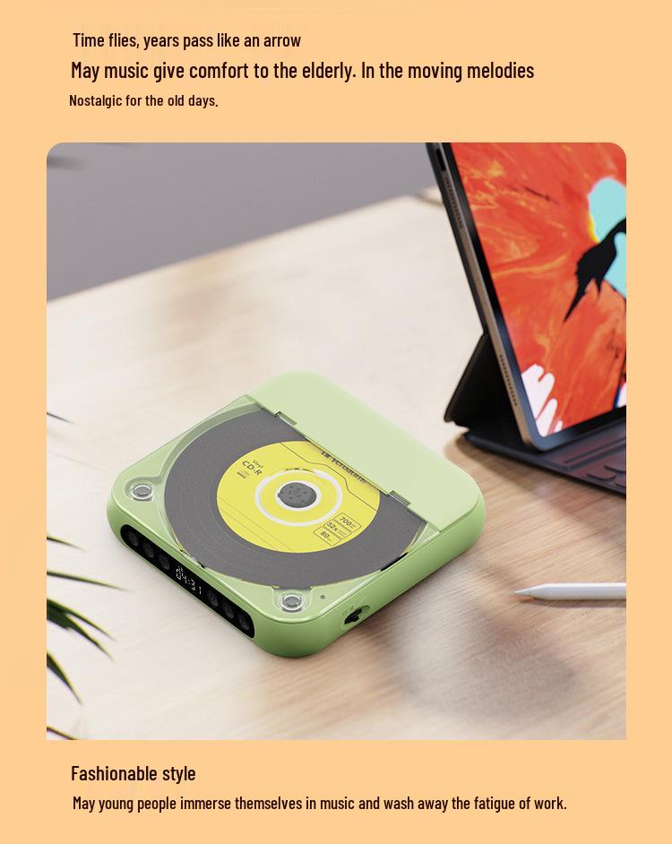 New Bluetooth Portable Mini CD Player - Stylish and Compact Walkman for Students