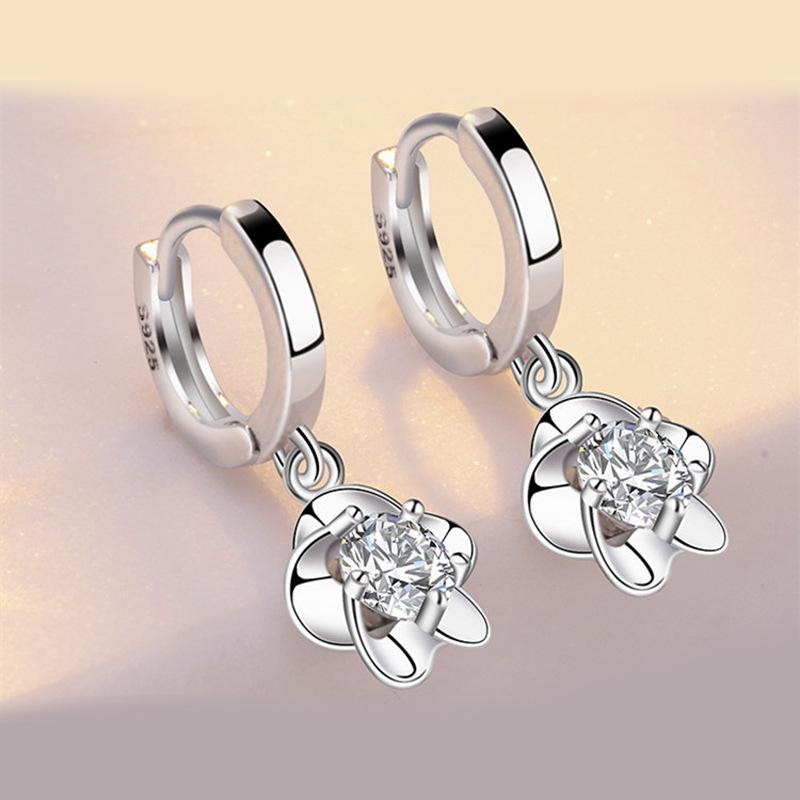 Korean Style Zircon Plum Blossom Earrings - Forest-Inspired, Trendy & Creative