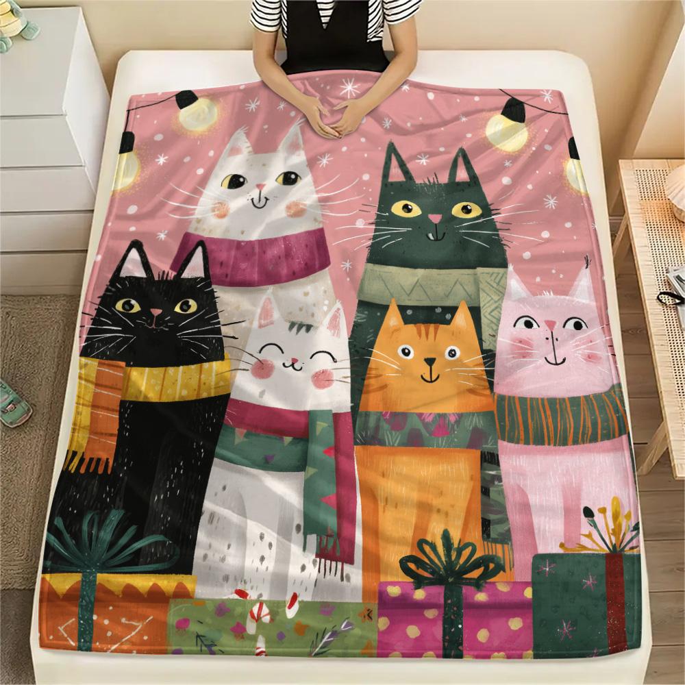 

Cat Gifts Print Flannel Blanket, High quality Comfortable for All Seasons, Home Decor, Warmth and Comfort 80cm x 120cm