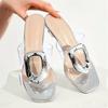 Fashion Novelty Strange Clear Heel Slippers Women Metal Decoration High Heel Slide Sandals Summer Transparent Pvc Strap Beach Flip Flop