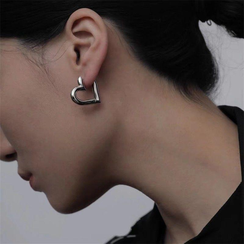 925  Silver Heart LOVE Wedding Hoop Earrings for Women Engagement Luxury Jewelry Accessories Gifts