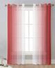 Red And White Gradient Sheer Drapes for Living Room Decoration Window Curtains for Kitchen Curtains