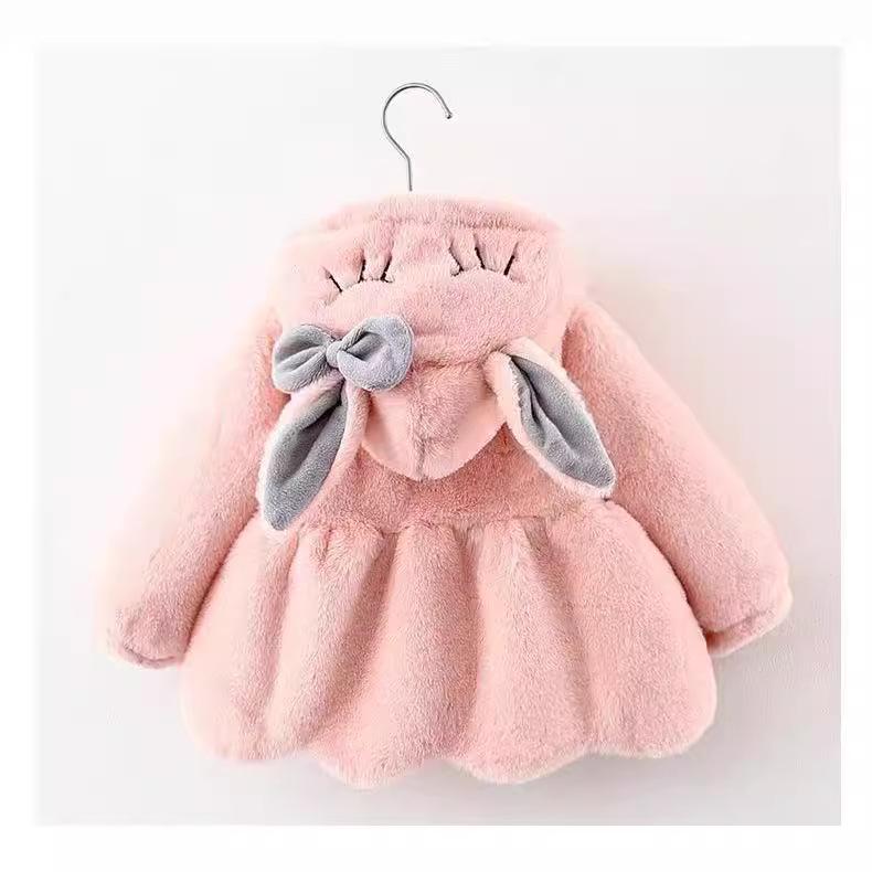 Children's Long-Sleeve Hooded Coat with Rabbit Ears - Winter 2023 Collection