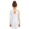 Girls Shiny Rhinestones Mesh Patchwork Dance Dress Asymmetrical Hem Long Sleeve Dancewear
