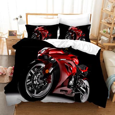 Dirtbike Bettwäsche Set Comic Gebürstetes Polyester Bettbezug Set King Queen Twin Double Einzelgröße für Kinder Jungen Schlafzimmer Dekoration