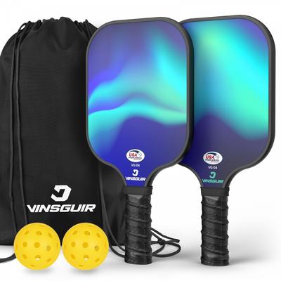VINSGUIR Pickleball Paddles, Set of 2 Fiberglass Pickleball Paddles, Lightweight Pickleball Rackets with Pickleball Carry Bag, Pickleball Gift for Beg