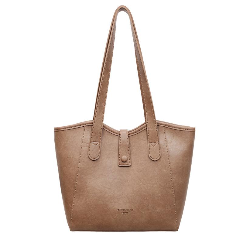 Classic Leather Tote Bag with Top Handle Large Capacity Everyday Fashion Shoulder Bag for Women