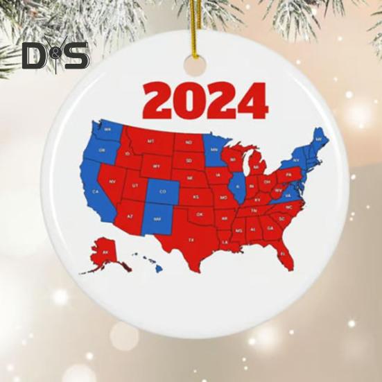1/2/3/5 ks Ozdoba na prezidentské voľby v USA 2024 Výsledky volieb štátov USA Vianočná ozdoba na stromček Pamätná spomienka pre podporovateľa