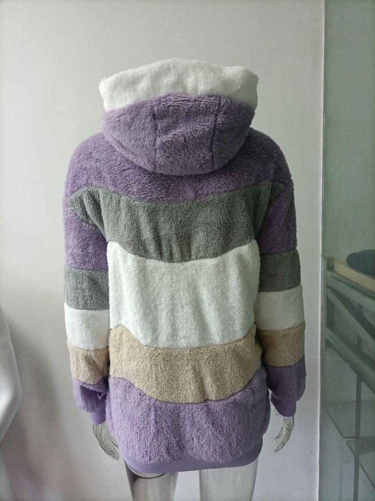 Women's Multi-Color Loose Plush Hooded Jacket for Autumn/Winter 2026
