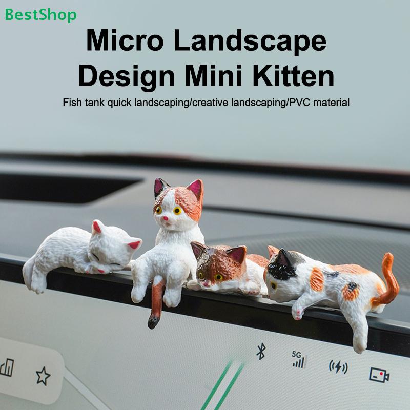 5PCS Cute Cat Figurines - Adorable Cat Car Dashboard Ornaments (Lying/Sitting Poses) for Car Interior Decor & Desk Decoration