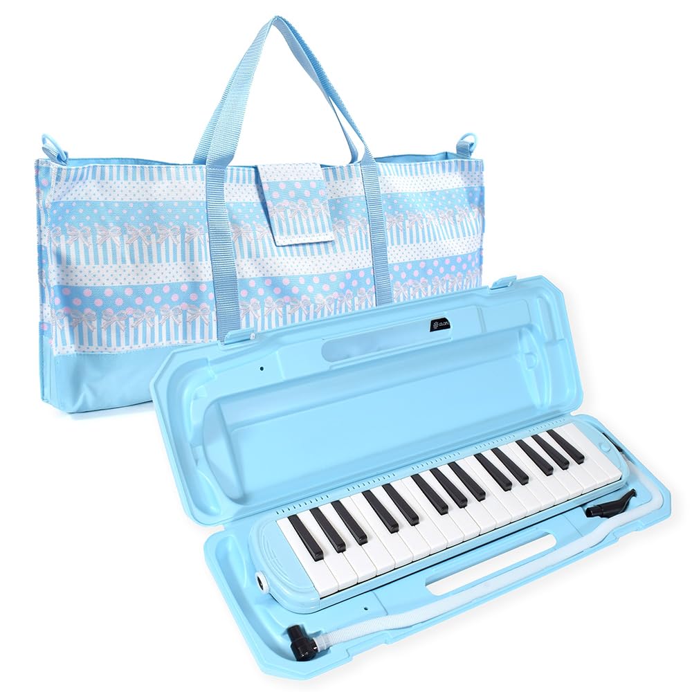 

COLORFUL CANDY STYLE Music Melodica and Pianica Cute Polka Dot and Lace Ribbon Design Light Blue Set Case, Instrument, Set. Girl s (Light Blue) &