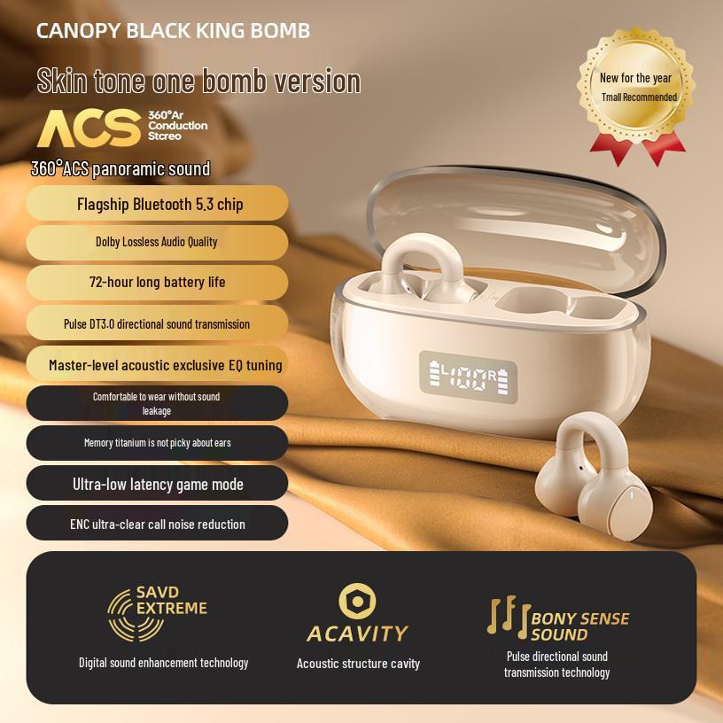 2025 New Wireless Ear Clip Bone Conduction Sports Bluetooth Earphones for Men and Women