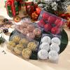6Pcs Christmas Balls Hanging Christmas Tree Decor 6cm Plastic Balls Pvc Boxed Gold Powder Hollow Balls Party New Year Home Decor