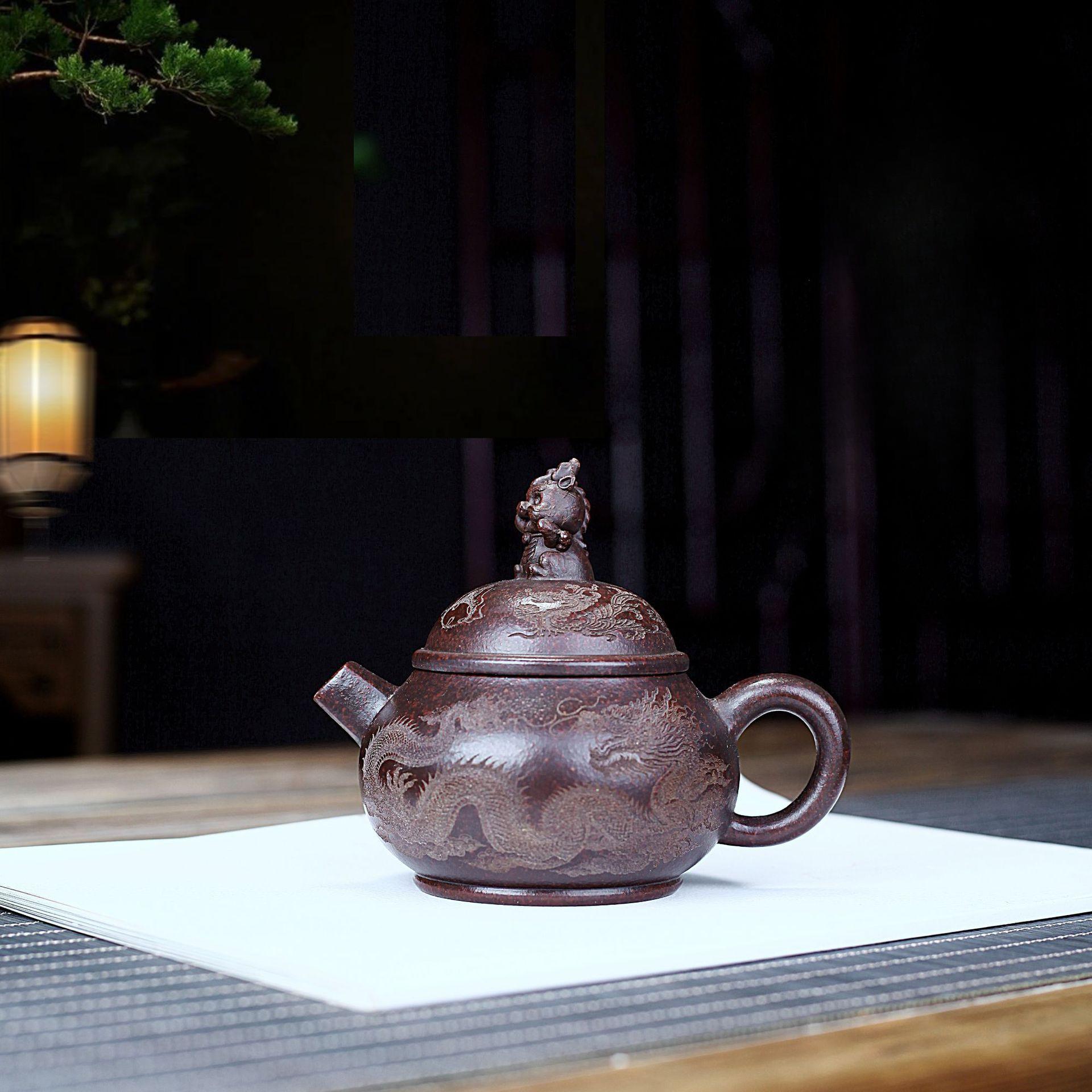 

250ml Handmade Yixing Purple Clay Teapots Handmade Dragon Baby Pot Raw Ore Antique Red Mud Kettle With Filter Zisha Tea Set Gift