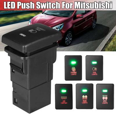 12V Car Light Push Button Fog Driving Spot Rear Light LED Light Bar Switch for Mitsubishi Mirage LA Outlander ZK Pajero Sport QE