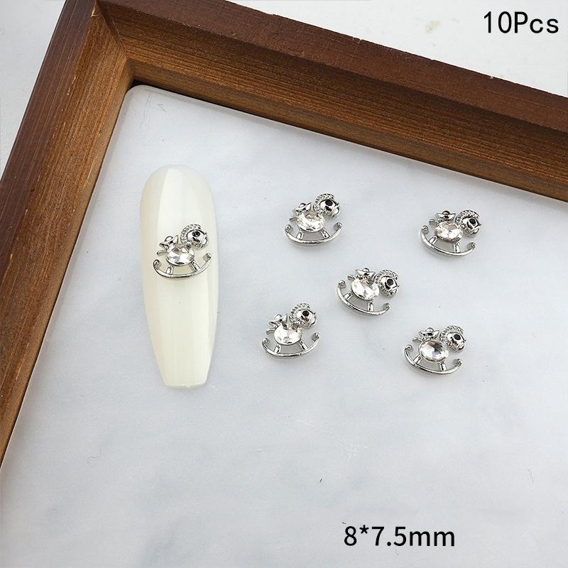 10 Stück Legierung Pony Nagelkunst-Anhänger 3D Kleines Pferd Nagelzubehör DIY Schmuck Maniküre Dekoration Jahr des Pferdes Nagelbastelarbeiten
