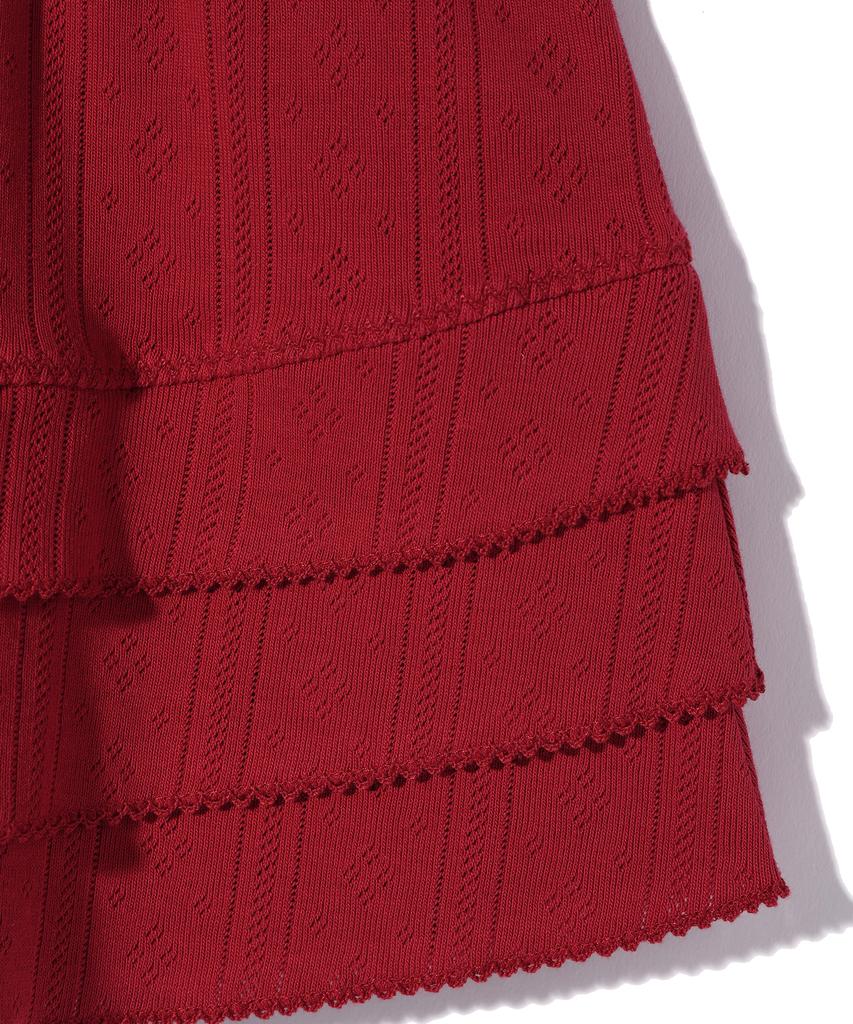 Yuhee Eyelet Frill Skirt Red
