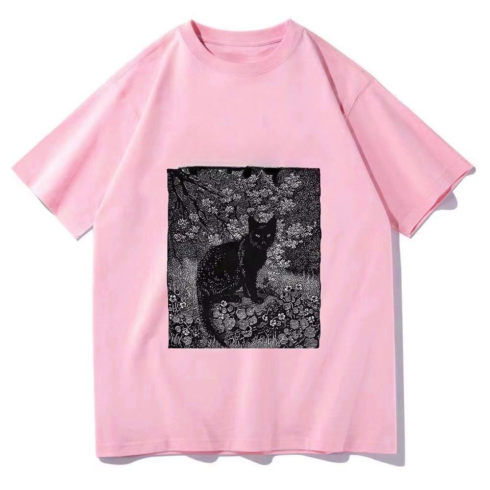 Rock Band T-shirt Cat Funny Cartoon Printing Tee-shirt Cotton Soft Short Sleeve Tshirts Summer Tee Autumn and winter innerwear