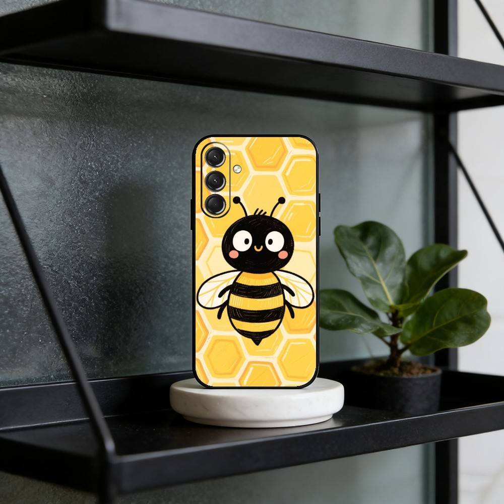 C-Cute Cartoon Bee Phone Case For Samsung Galaxy A73,A21s,A22,A31,A52,A53,A71,A41Soft Black Shell