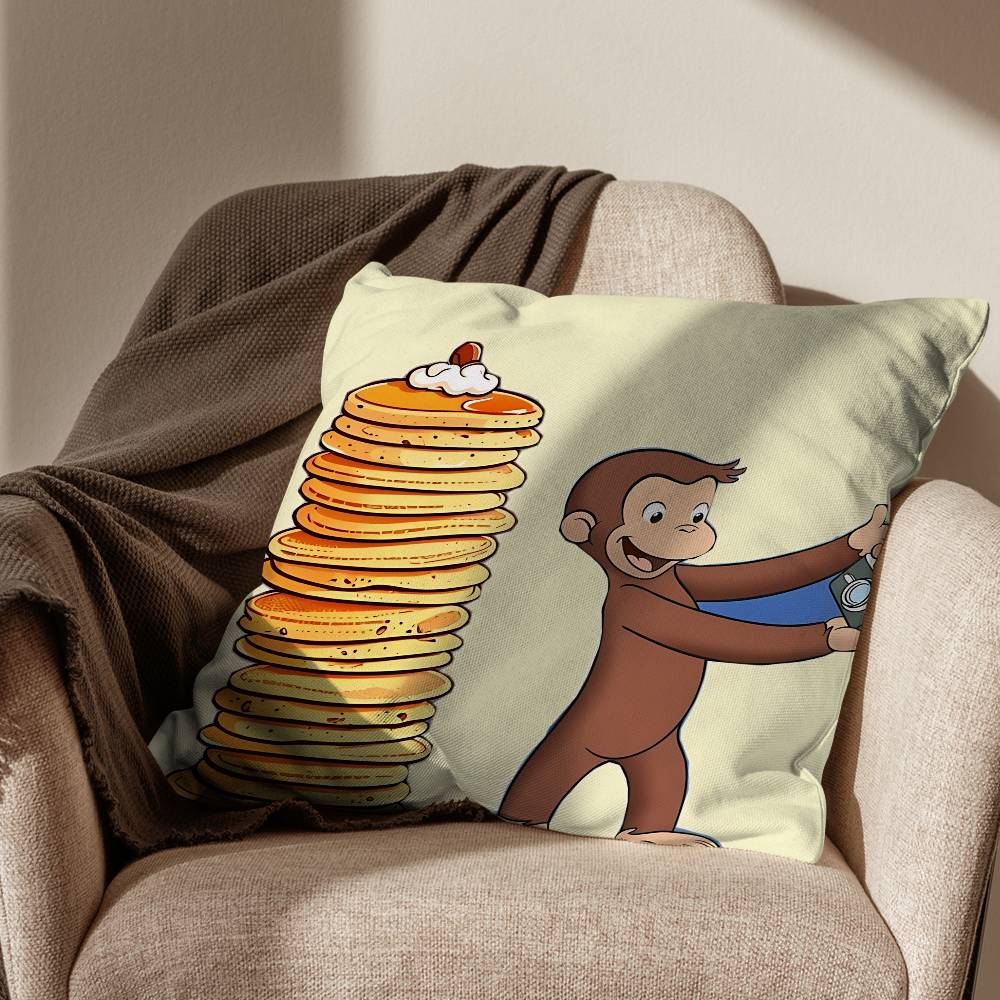 zoo Curious cute George Pillow Case Square DoubleSided Printing Short Plush Sofa Cushion Cover Bedroom Bedside Pillow