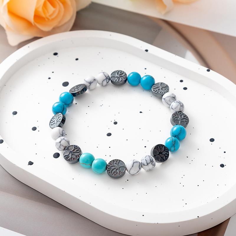 Fashionable 8mm Natural Stone Volcanic Rock Bracelet Black Gallstone Tree of Life Beaded Bracelet Healing Stone Bead Bracelets