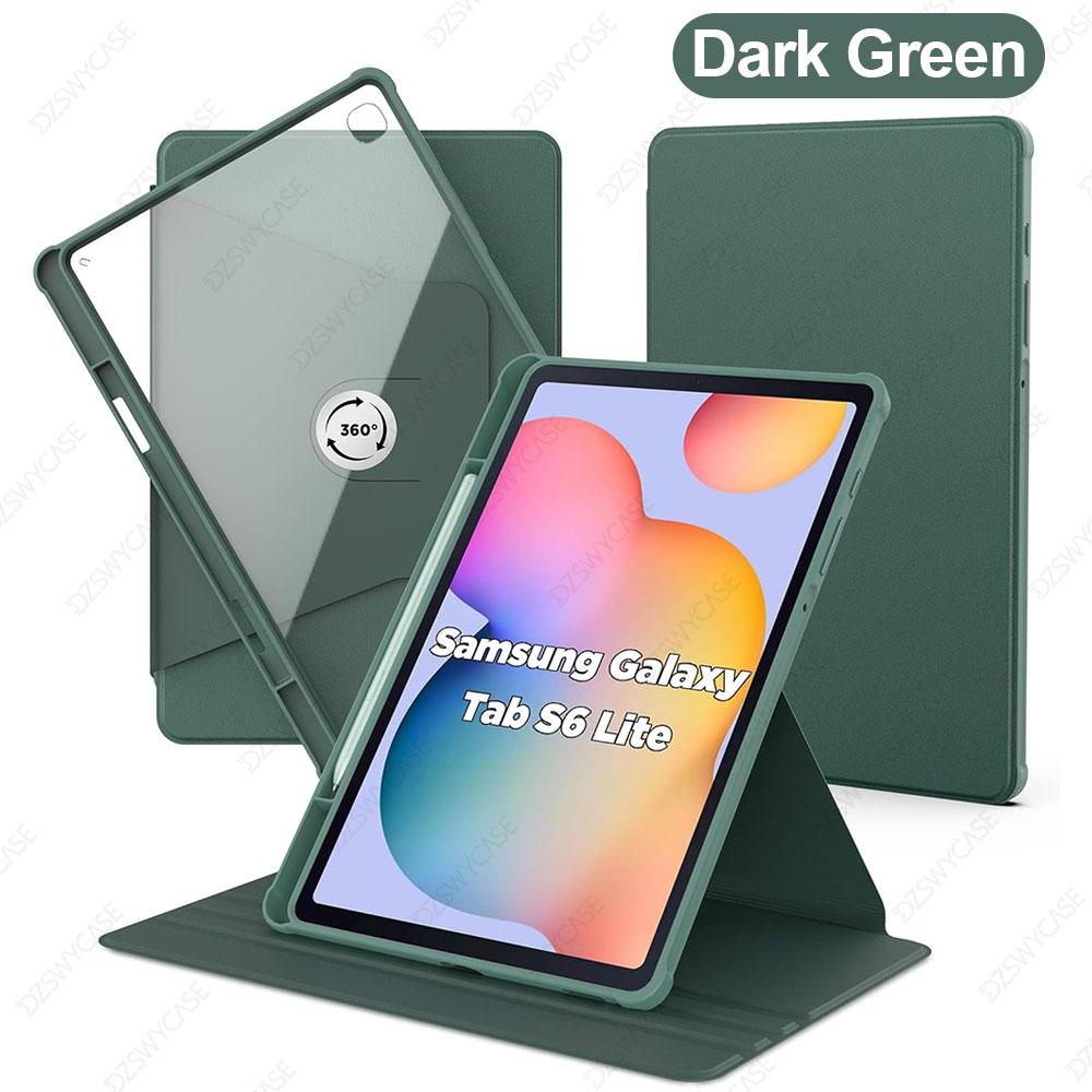Case for Samsung Galaxy Tab S6 Lite 10.4 Inch // with Pen Holder, 360 Degree Rotation Protective Cover Transparent