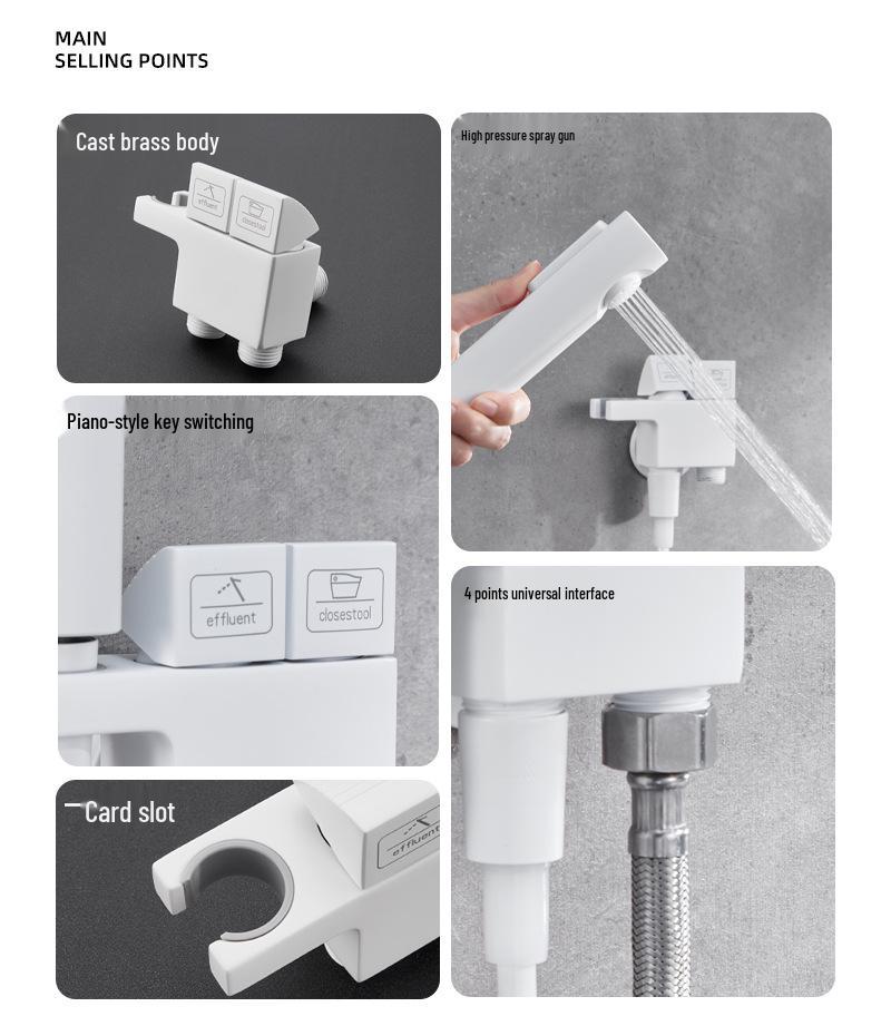 White Bathroom Bidet Toilet Spray Gun Set with Faucet Washer