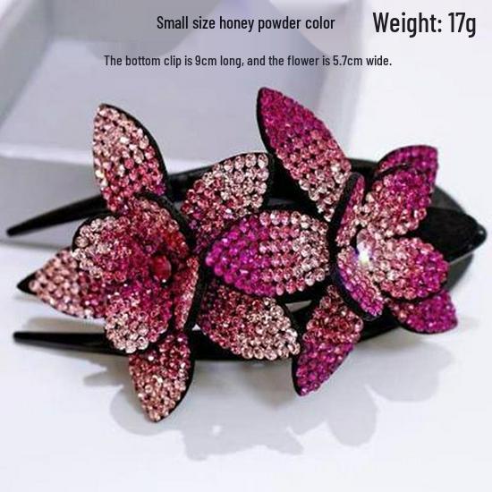 Damen Sommer Strassblumen Haarspange - Koreanischer Stil Doppellagiger Entenschnabelclip