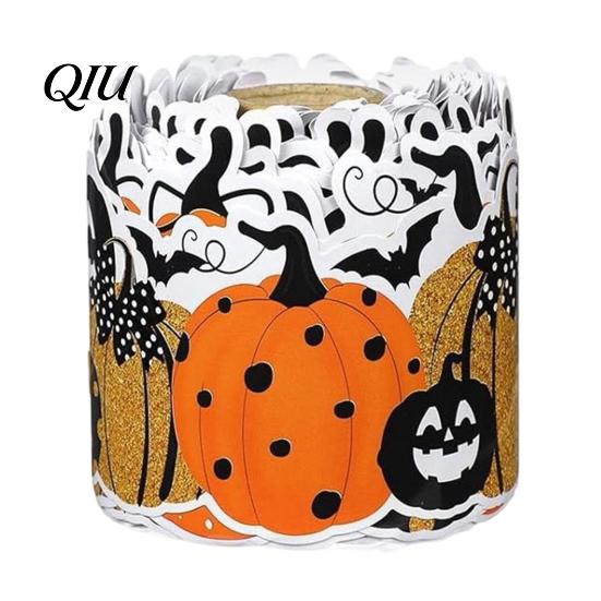 Indoor Halloween Stickers with Pumpkin And Bat Prints, Durable Coated Haunted House Theme Decor Paper Decals, Stylish Frame for Holiday Party Spooky
