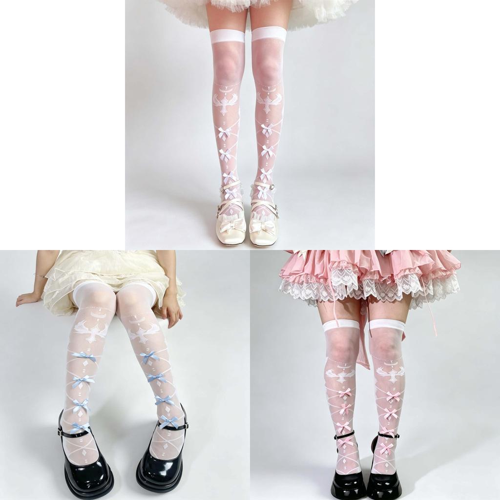 Lolita Summer Overtheknee Socks With Butterfly Knot Design For Fashionable Teens